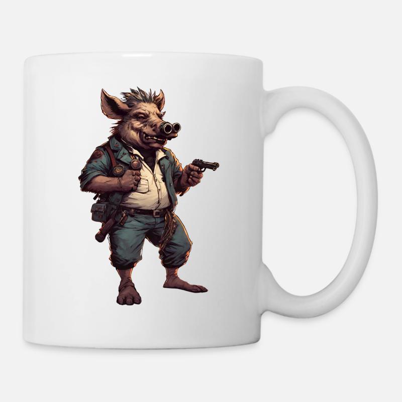Wild Boar in a Cyberpunk Atmosphere - Mug - white