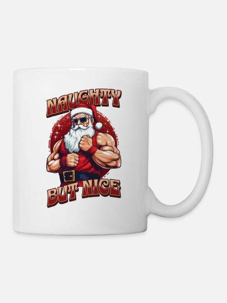 Bad Santa Weihnachtsmann Muskeln Stark Weihnachten - Tasse - Weiß