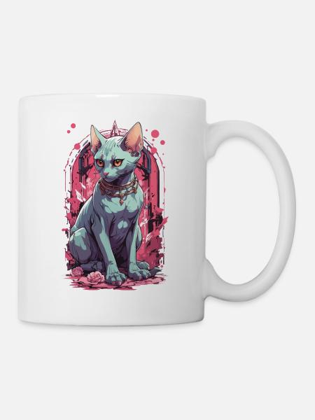 Magische Sphynx Katze Pastell Gothic Illustration - Tasse - Weiß