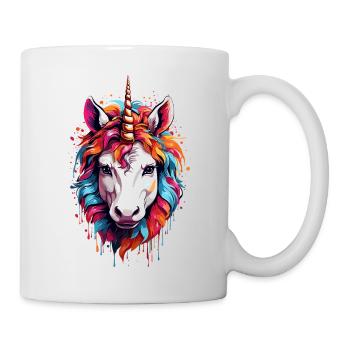 Buntes Einhorn-Pferdchen - Tasse - Weiß - Rechts