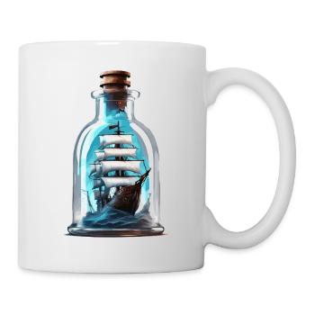 Navire dans une bouteille / Message dans une bouteille / Ahoy / ancre - Mug blanc - blanc - Droite