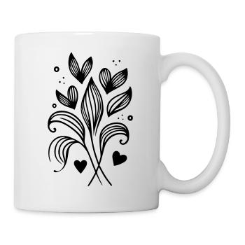 Zweig Ast Herzen - Tasse - Weiß - Rechts