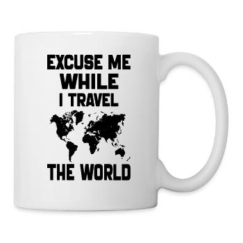 Excuse Me While I Travel The World-World Map gift - Mug blanc - blanc - Droite