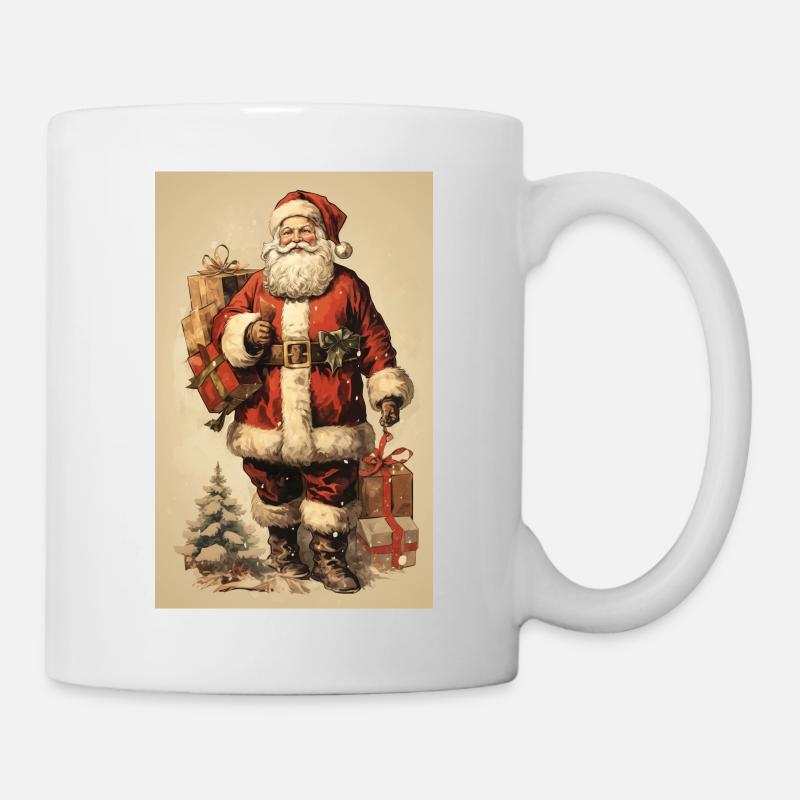 Carte postale du Père Noël vintage - Mug blanc - blanc