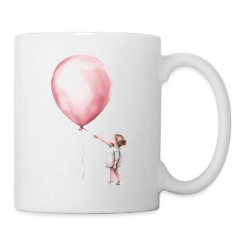 Fille avec cadeau de ballon - Mug blanc - blanc - Droite
