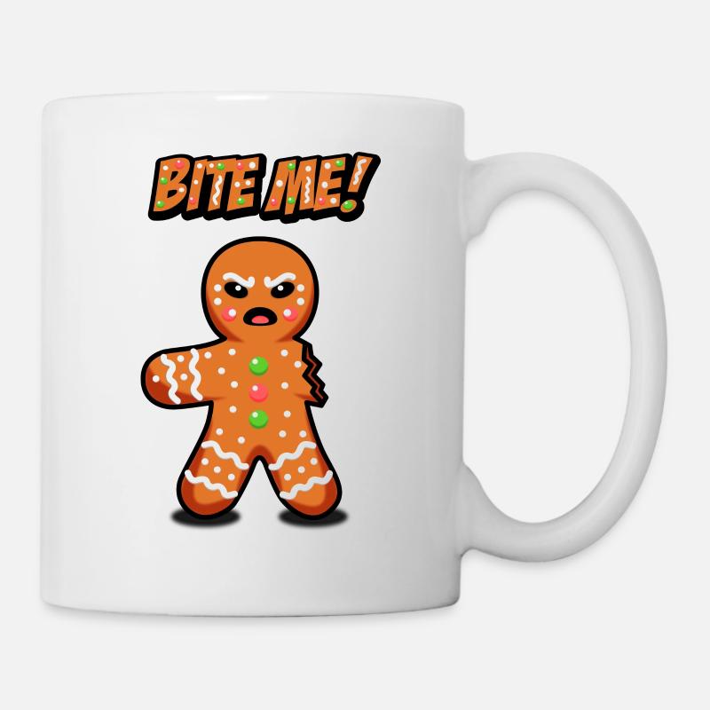 Angry Gingerbread Man, Bite Me! - Mug - white