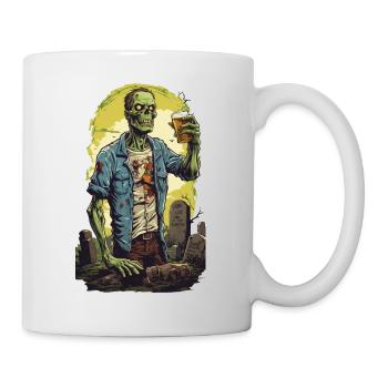 Halloween Zombie Grusel Bier Party Retro Design - Tasse - Weiß - Rechts