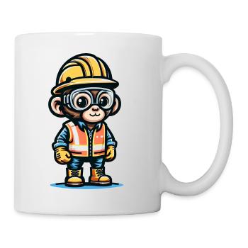 Cute Monkey Construction Worker - Tasse - Weiß - Rechts