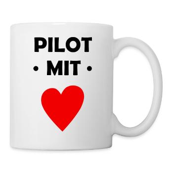 Pilot mit Herz - Flugzeug - Flieger - fliegen - Tasse - Weiß - Rechts