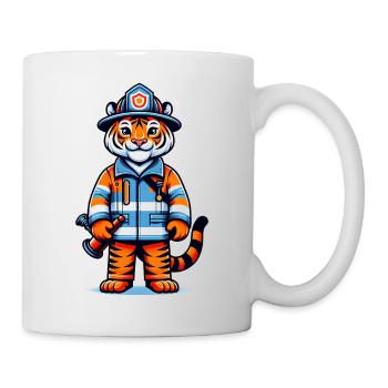 Cute Tiger Firefighter - Mug - white - Right