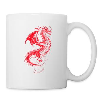 Dragon rouge rampant - Mug blanc - blanc - Droite
