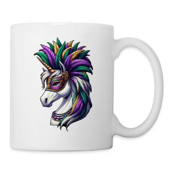 Mardi Gras Elegant Unicorn Feather Ornament - Mug - white - Right