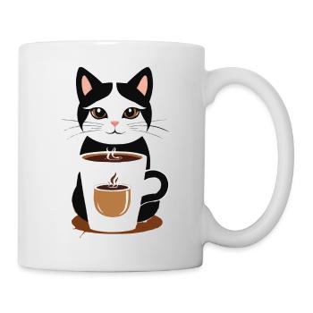 katze kaffee - Tasse - Weiß - Rechts