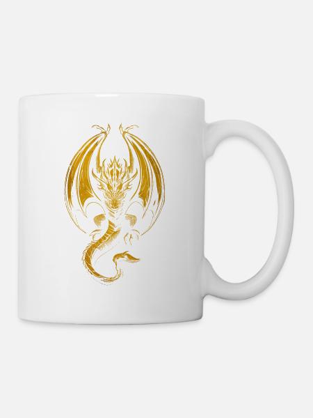 Goldener Drache zügellos - Tasse - Weiß