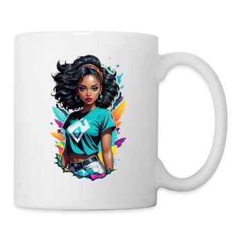 Afro Frau - Schönheit - Tasse - Weiß - Rechts