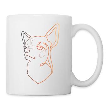 Chihuahua bunte Ein-Strich-Kunst - Tasse - Weiß - Rechts