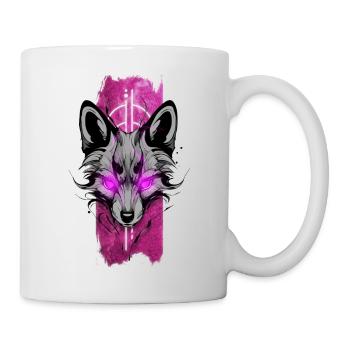 Strahlendes Fuchsfeuer: Fuchs mit leuchtend rosa Augen - Tasse - Weiß - Rechts