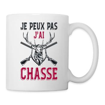 Je Peux Pas J'ai Chasse, Chasser, Chasseur - Mug blanc - blanc - Droite