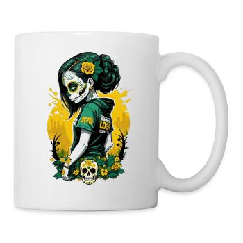 Sugar Skull Girl with Green Hair & Flowered Skull - Mug - white - Right