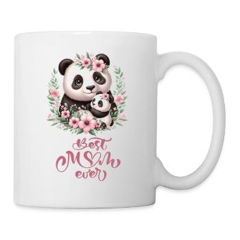 Best Mom Ever Panda Lover Floral Wreath I Mom - Tasse - Weiß - Rechts