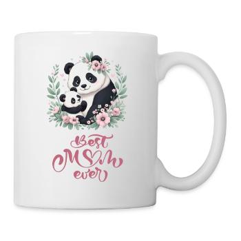Best Mom Ever Panda Lover Floral Wreath I Mom - Tasse - Weiß - Rechts