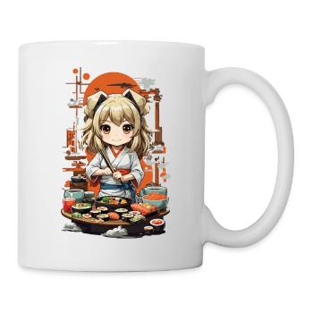 Kawaii Anime Sushi Girl Streetwear Food Design - Mug blanc - blanc - Droite