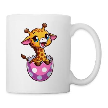 Une girafe de dessin animé éclot d’un est coloré - Mug blanc - blanc - Droite