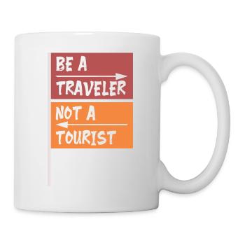 Be a traveler not a tourist - Mug - white - Right