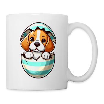 Buntes Beagle-Hund Osterei Schlüpf Design - Tasse - Weiß - Rechts