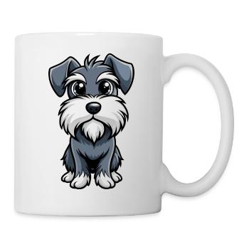 Skeptische Miniaturschnauzer Kopf neigen Kunst - Tasse - Weiß - Rechts