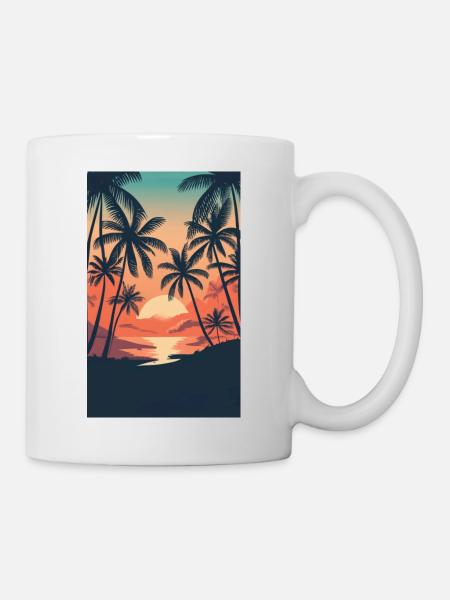 Strand Palme Meer - Tasse - Weiß