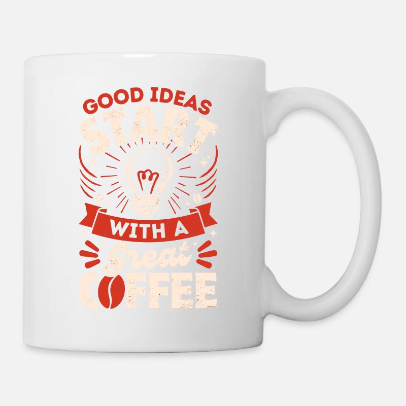 Les bonnes idées commencent par un bon café- Rouge - Mug blanc - blanc