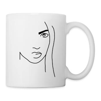 Minimalistisches Lineart - Portrait - Tasse - Weiß - Rechts