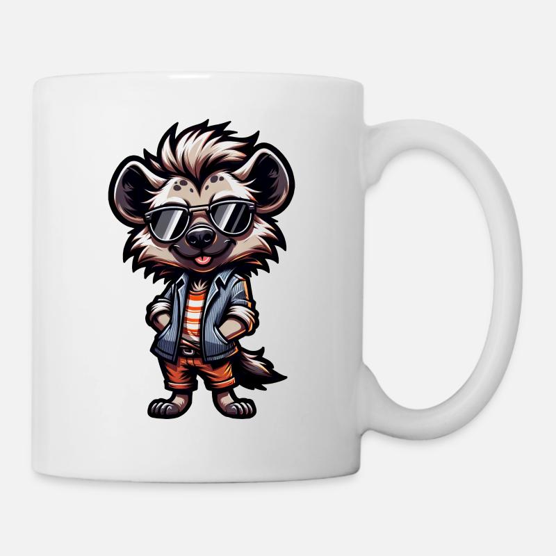 Coole Hyäne Comic Cartoon Design - Tasse - Weiß