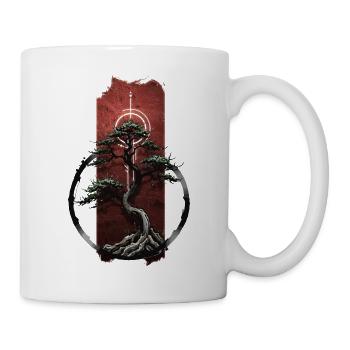Tranquil Zen: Serene Bonsai Tree - Mug - white - Right