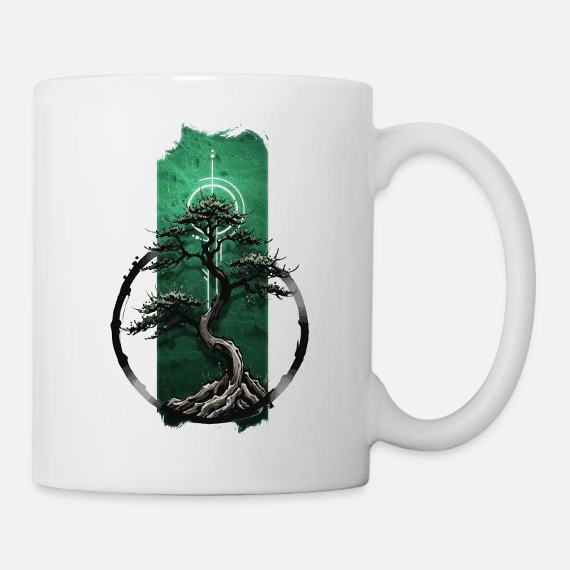 Serenity Grove: Tranquil Bonsai Tree - Mug - white