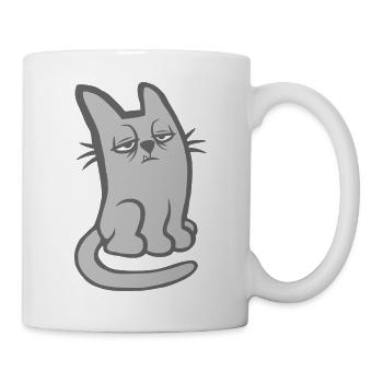 Funny Tired Cat Don't Like Mornings Grumpy Morning - Mug - white - Right
