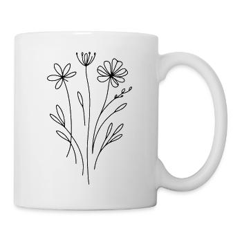 TSHIRT FLORAL LINE ART - Mug - white - Right