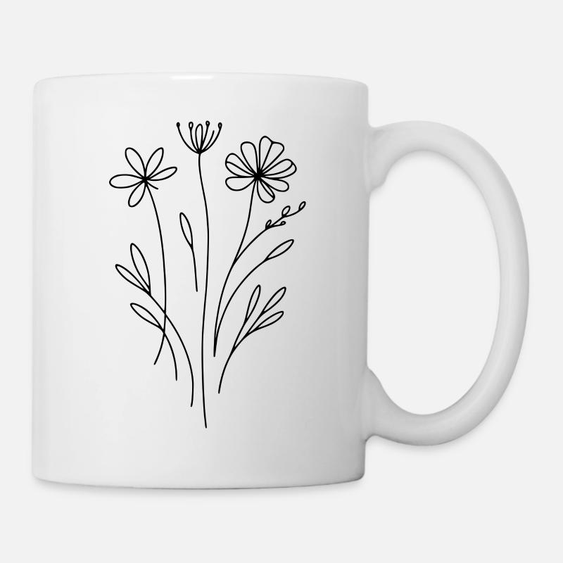 TSHIRT FLORAL LINE ART - Mug blanc - blanc