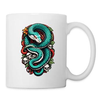 serpent squelette et tatouage - Mug blanc - blanc - Droite