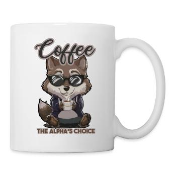 Süßer Wolf mit Kaffeetasse - Tasse - Weiß - Rechts