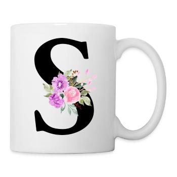 Lila Blumenbuchstabe S - Tasse - Weiß - Rechts