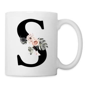 Tropischer Blumenbuchstabe S - Tasse - Weiß - Rechts