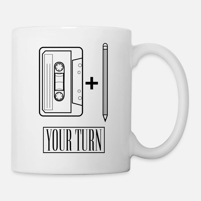 Kassette Retro Shirt mit Stift - Tasse - Weiß
