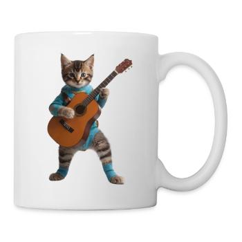 chat chaton guitare - Mug blanc - blanc - Droite
