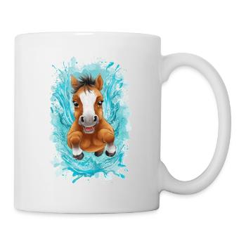 Kleines schwimmendes Pferd - Tasse - Weiß - Rechts