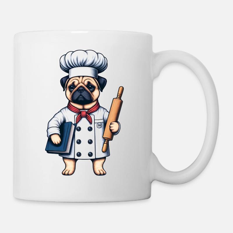 Chef-Koch Mops in der Küche - Tasse - Weiß