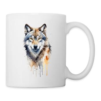Silent Guardian: Watercolor Gray Wolf Portrait - Mug - white - Right