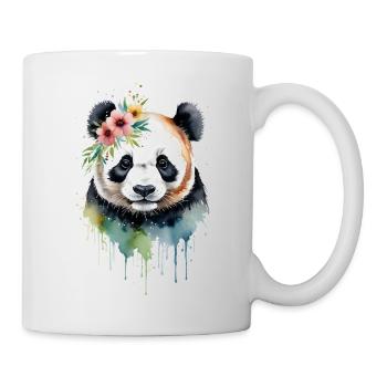 Watercolor Panda Surrounded by Flowers - Mug - white - Right