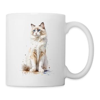 Majestätischer Flaum: Eine Ragdoll-Katze in Aquarell - Tasse - Weiß - Rechts
